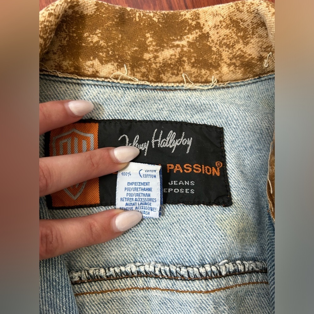 Vintage Authentic Johnny Hallyday Western Passion Denim and Suede Jacket Size M - Picture 10 of 13